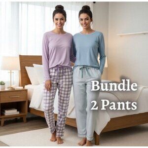 State of Day Women’s Pajama Pants Bundle Sz XS Plaid Lavender & Mint Stripe NWT